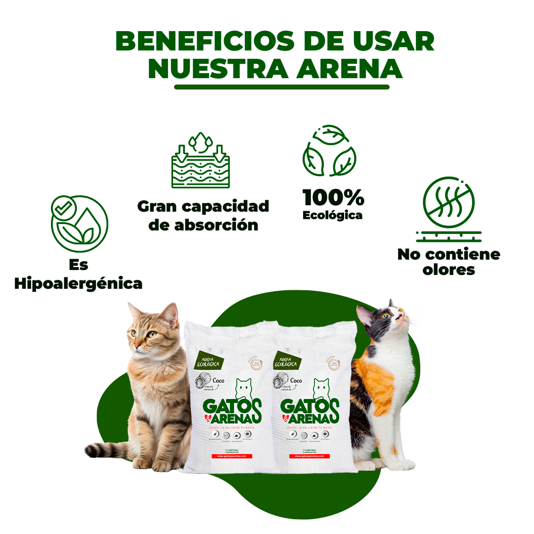 ARENA ECOLOGICA PARA GATOS A BASE DE COCO