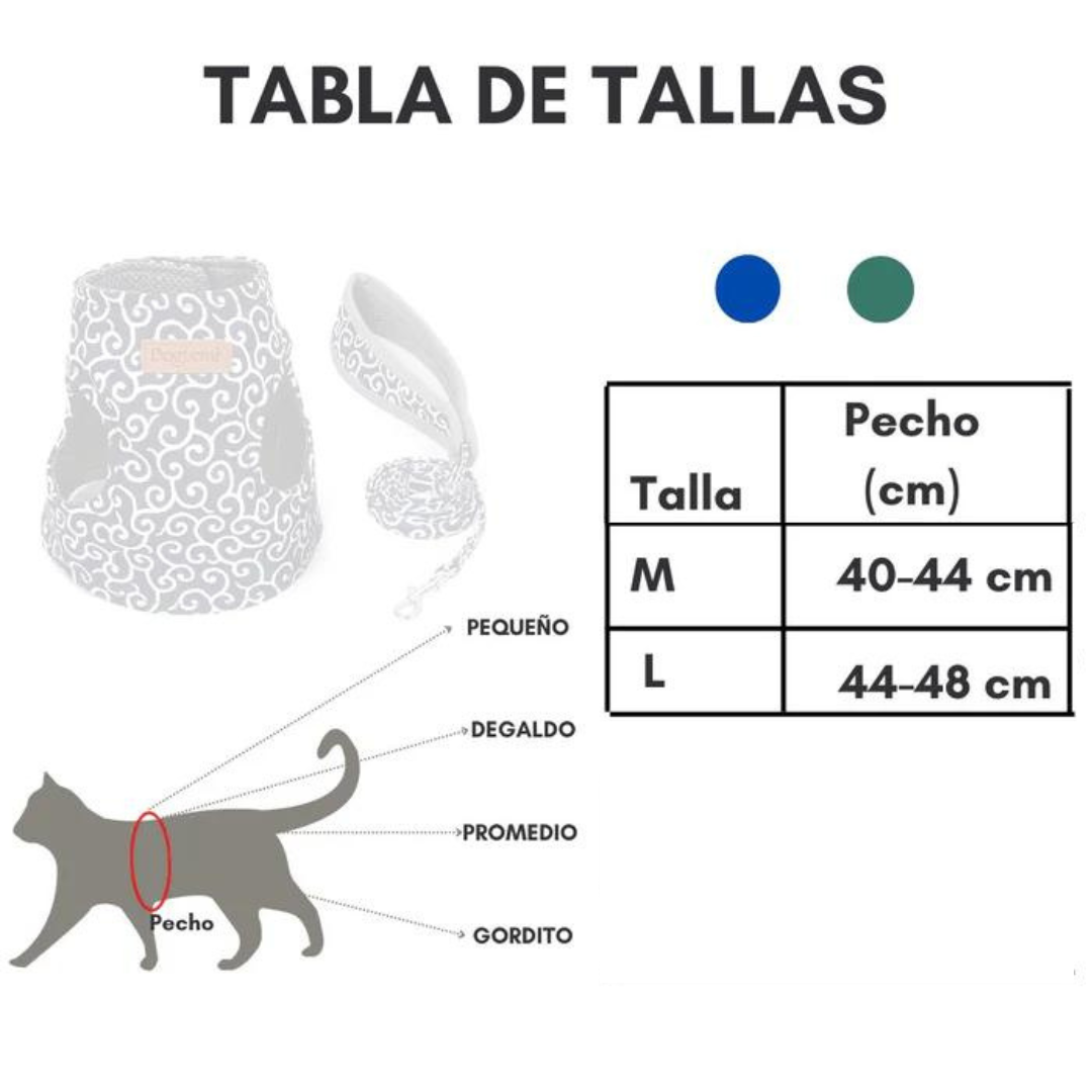 Arnés tipo chaleco + correa para gatos